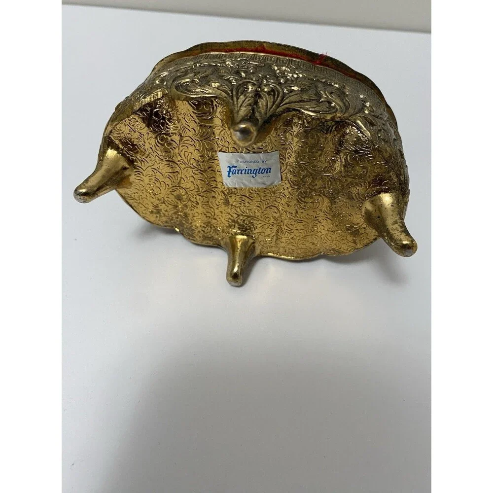 VTG Metal Ornate With Enamel Painted Cameo Trinket Box By Farrington